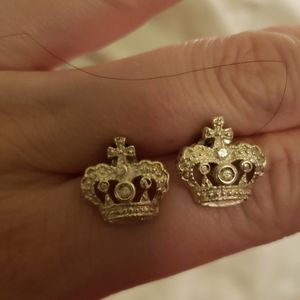 Women's crown stud earrings sterling silver